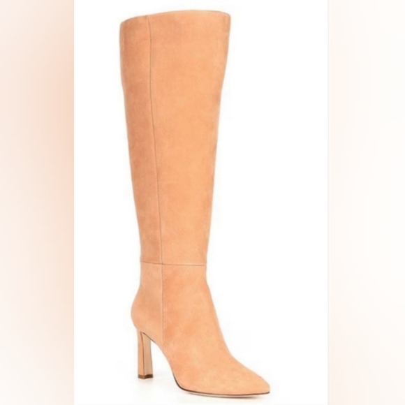 Tan Over the Knee Boots with Pointed Toe and High Heel - Picture 1 of 6